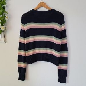 Cropped Knit Cardigan Size L Navy 